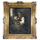 Karoly Szegvary Oil Painting, Mother & Child