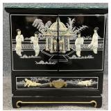 Chinoiserie Black Lacquer MOP Jewelry Chest