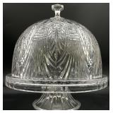 Godinger Crystal Tall Round Cake Stand with Lid