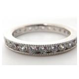 Sterling Silver Round Stone Eternity Ring, Sz 9