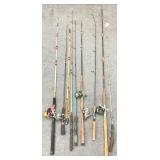 Group Assorted Fishing Rods & Reels