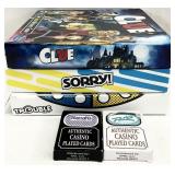 5pc Board Games & Cards, Incl. Clue, Sorry!, &