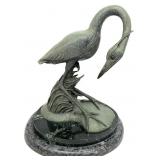 S/N Great Blue Heron / Crane Bronze Sculpture