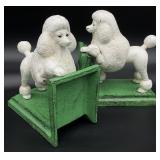 Cast Iron Poodle Dog Bookends, Repro.