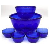 6pc Vintage Cobalt Blue Glass Bowls