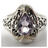 Sterling Silver Light Purple Stone Ring, Sz 7.5