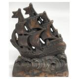 Vintage Cast Iron Galleon Ship Bookend