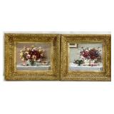 2 Floral Still Life Oil Paintings, Signed