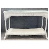 White Wicker Console Table