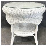 Round White Wicker Table