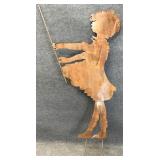 Metal Yard Art Fishing Boy