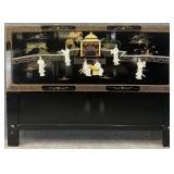 Chinoiserie Black Lacquer MOP Headboard