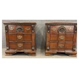 Pair Block Front 3 Drawer Nightstands