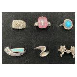 6pc Jewelry Sterling Silver Rings