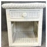 White Wicker Nightstand