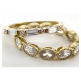 2pc Gold Tone Sterling Silver Rings, Sz 9: Size