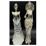 2 Vintage Resin? Victorian Lady Figures