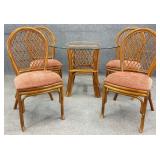 Glass Top Rattan Table & 4 Chairs