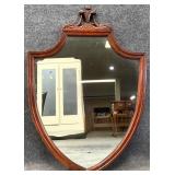 Mahogany Plume Carved Shield Mirror