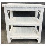 White Wicker 3 Shelf Stand