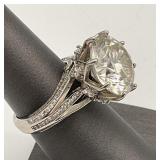 10 Carat Moissanite Sterling Silver Ring, Sz 6.25