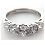 Sterling Silver 5 Graduated Round Stones Ring
