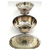 3pc Silverplate Bowls & Small Tray