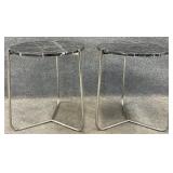 Pair New Modern Metal & Stone Accent Tables