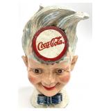 Cast Iron Sprite Boy Coca Cola Coin Bank, Repro