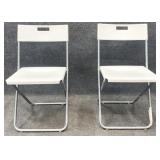 Pair White Plastic Folding Chairs