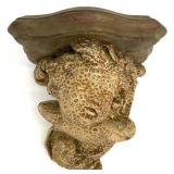Antique / Vintage Plaster Cherub Wall Sconce Shelf