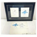 Smurfs Original Production Animation Cel & Sketch