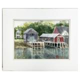 Peggy Geers Coastal Fishing Shacks Watercolor