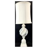 White & Blue Ceramic Finial Style Table Lamp