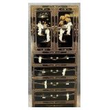 Chinoiserie Black Lacquer MOP Chest