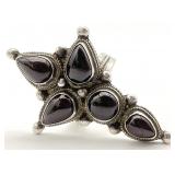 Bohemian Sterling Silver Garnet Ring, Sz 6