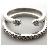 2pc Sterling Silver Clear Stone Rings, Sz 7