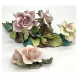 2 Capodimonte Italian Porcelain Roses