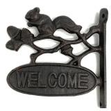 Cast Iron Squirrel Wall Mounted Welcome Sign