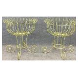 Pair Green 2ft Wrought Iron Planters