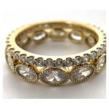 2 Gold Tone Sterling Channel Set Rings, Sz 9