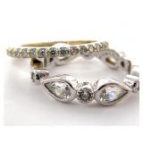 2pc Sterling / Gold Tone Sterling Rings, Sz 4