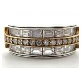 Sterling & Gold Tone Sterling Channel Ring, Sz 5