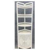 White Wicker Corner Etagere