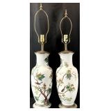 Pair Chinese Hand Painted Porcelain Vase Lamps