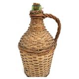 Wicker Wrapped Green Glass Jug