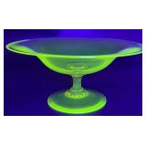 Vintage Vaseline Uranium Glass Pedestal Bowl