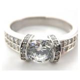 Sterling Silver Engagement Ring, Sz 6