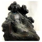 Bronze Reclining Guan Yin Buddha Chinese Statue