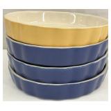 4pc Blue & Yellow 7.5 ' Quiche Baking Dishes